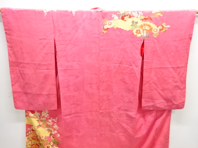 アンティーク 紋錦紗花に御所車模様刺繍着物